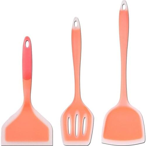 3 Pcs Spatulas for Nonstick Cookware,Silicone Solid Turner,Slotted Spatula&Fish Spatula,Spatula for Egg,Pancake,Steak