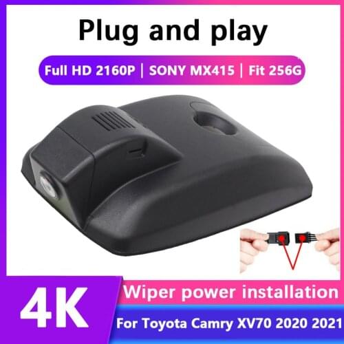 4K 2160P Plug and play Car DVR Wifi Video Recorder Dash Cam Camera Control by Mobile Phone App For Toyota Camry XV70 2020 2021