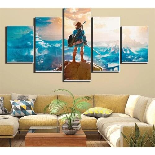 5 Pieces Canvas Wall Art Frames Printed Home Decor Pictures Game Assassin Characters Painting Video Poster For Living Room