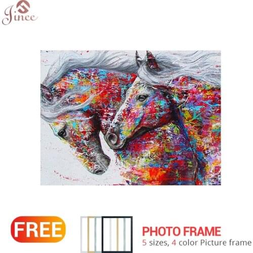 5D DIY Full Circular Diamond Painting Animal Colorful Horse Diamond Cross Stitch Rhinestone Painting Wedding Decor Home