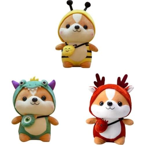 9.84 Inch Squirrel Cross-Dress Dinosaur/Bee/Elk Stuffed Plush Toy Cute Mascot Toys for Kids Boy Girl Birthday Gift