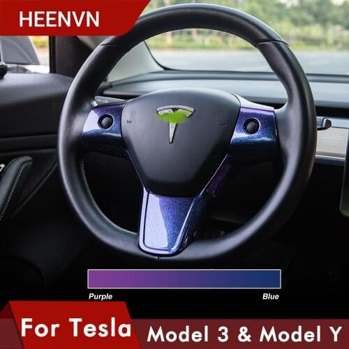 Heenvn 2021 Model3 Car Steering Wheel Interior Trim For Tesla Model Y 3 Decorative Accessories Starry Sky Gradient Model Three