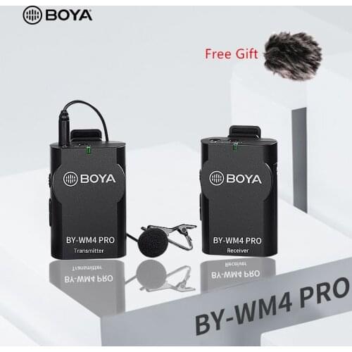BOYA BY-WM4 Pro/BY-WM4 Mark II Wireless Studio Condenser Microphone Lavalier Lapel Interview Mic for iPhone Canon Nikon Cameras
