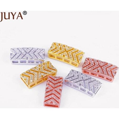 5pcs wholesale copper zircon square shape spacer charm beads for strand jewelry accessories Findings hand made jewelry making