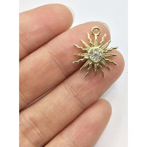 Eruifa 6pcs 18mm Sun With Rhinestone Coin Zinc Alloy Necklace,Earring Bracelet Jewelry DIY Handmade 2 Colors