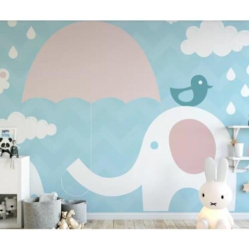 Cartoon MOE department elephant children room background wall decoration wallpaper mural