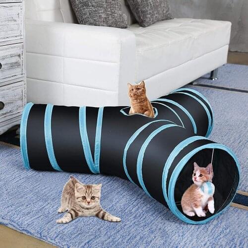Cat Toys Cat Tunnel Tube 3 Way Tunnels Extensible Collapsible Cat Play Tent Interactive Toy Maze Cat House with Balls Cat Puppy