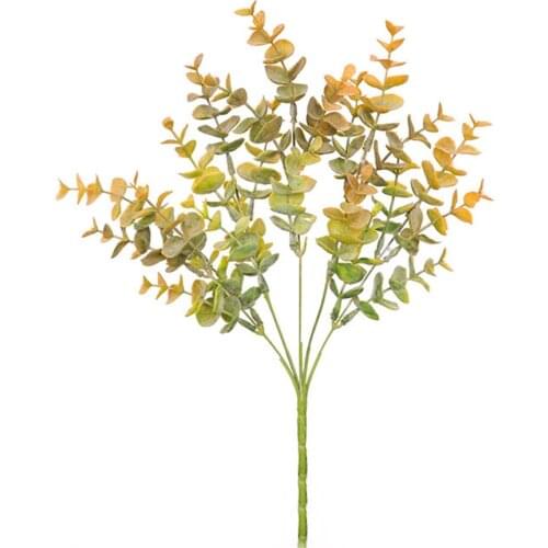 1PC 5Fork Artificial Plants Simulation Eucalyptus Grass Plastic Fern Green Leave Fake Flower Plant Wedding Home Table Decor 24cm