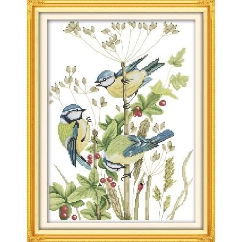 Joy Sunday Cross Stitch Three little birds 11&14CT DMC Cross Stitch Kits Embroidery Needlework Set DIY Handmade Needlework Set