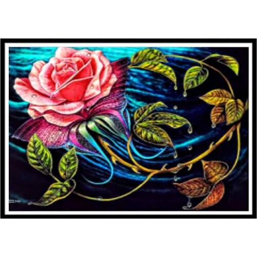 5d Diy Round Diamond Painting "vase", Imitation Diamond Embroidery, Cross Stitch Style, Rose Mosaic, Home Decoration Gift