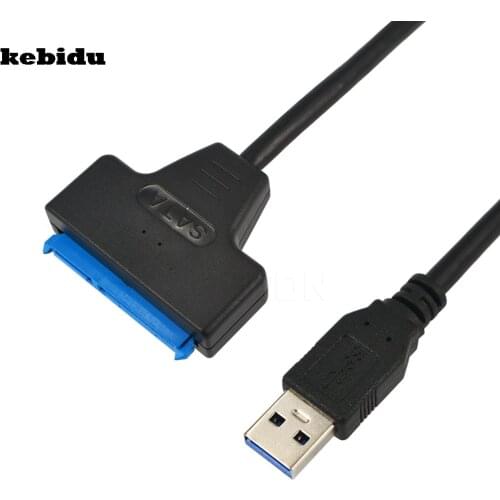 Kebidu New 25CM USB 3.0 to Sata 2 5" inch 7+15pin Cable HDD SSD Hard Disk Driver Adapter Converter for Computer PC