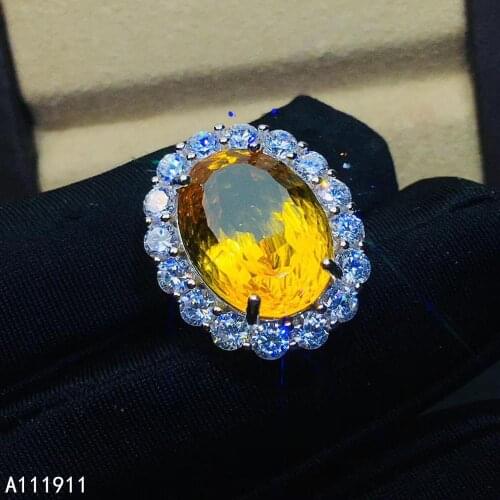 KJJEAXCMY fine jewelry 925 sterling silver inlaid Citrine gemstone trendy ladies ring fashion popular