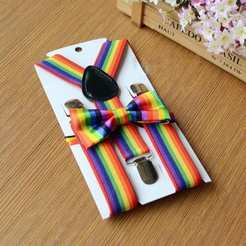 Elastic Children Suspenders Set Bow tie Bow Tie Set Rainbow Baby Kids Y-Back Adjustable Suspenders Set