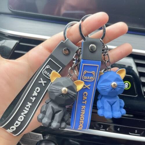 Creative Cartoon Cut Face Cat Keychain Fashion Bag Pendant Trendy Accessories Car Keychain