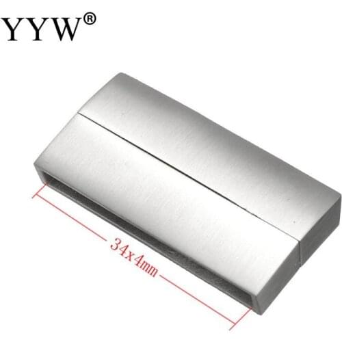 Stainless Steel Magnetic Clasp Rectangle plated brushed & matte 37x19x6mm Hole:Approx 34x4mm 5PCs/Lot Sold By Lot