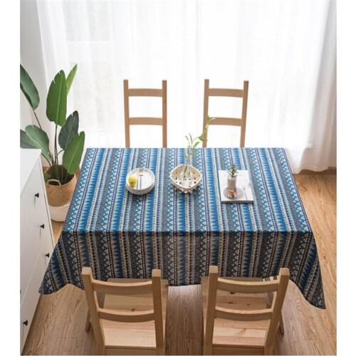 Fashion Stripe Designs Solid Decorative Linen Tablecloth With Tassels Rectangular Wedding Dining Table Cover Tea Table Cloth