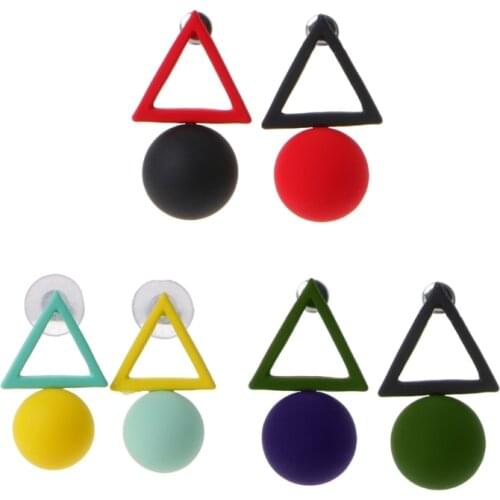 Fashion Jewelry Big Long Acrylic Black White Triangle Earrings For Women