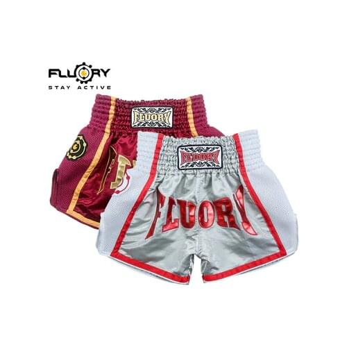 FLUORY Muay Thai Fighting kickboxing wrestling Embroidery Shorts MuayThai Trunks Men Combat Free Sparring MMA Fight Shorts