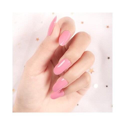 Candy Color Fake Nails Pink Acrylic False Nail Flat Top Red Navy Full Cover Nail Tips Manicure Tools