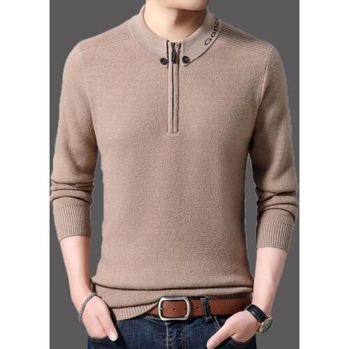 New Autumn Winter Sweater Mens Knit Sweater Middle-Aged Half High Collar Thick Warm Mink Cashmere Sweaters Dad Outfit O129