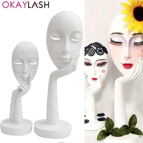 OKAYLASH New Eyelash Nail Art DIY Makeup Statue Display Head Model Beaity Salon Decoration Face Stand Sculpture