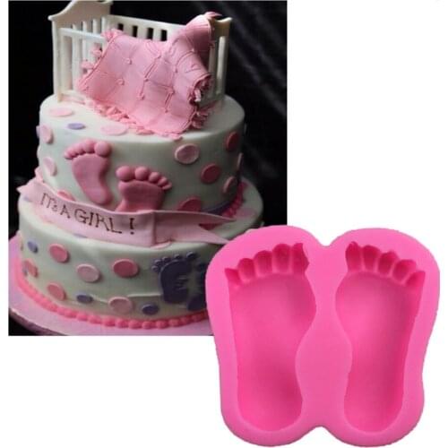 New 3D Baby Shower Feet Silicone Fondant Mould Cake Decor Sugar Gum Paste Icing Mold Chocolate Candy Cake Baking Decor Tips Tool