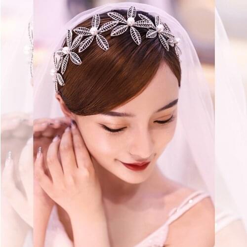 NiuShuya New Vintage White FLower Wedding Hairband Handmade Beaded Soft Bridal Headdress Hair Accessories