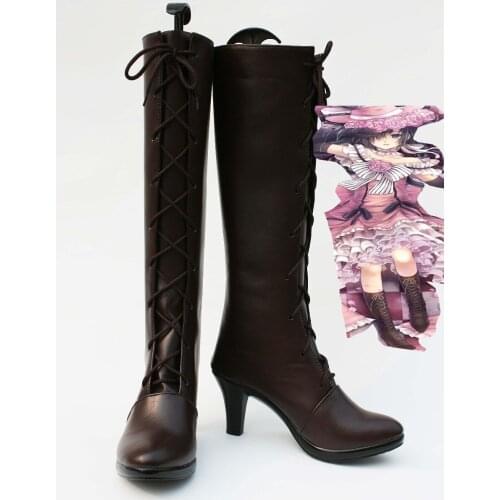 Black Butler Kuroshitsuji cosplay shoes anime female boots Free Shipping