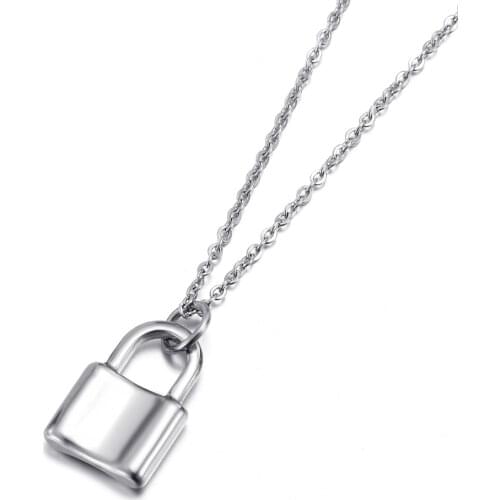 New Punk Stainless Steel PadLock Pendant Necklaces For Woman Men Gift Lock Choker Jewelry Accessories 2021