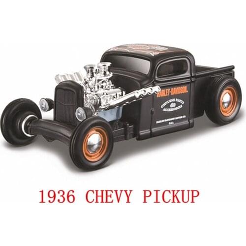 Maisto 1:64 1936 CHEVY PICKUP Harley modified die-cast model alloy super toy car model mini series gift collection