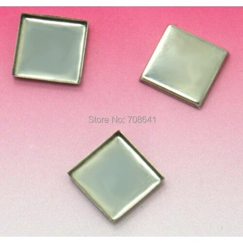 10mm Blank Stainless Steel Square Bezel Pad tray Bases Settings Cabochon Connector Findings for Floating Charm Lockets Making