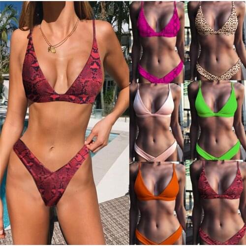 Sexy Leopard Thong Bikinis 2019 Mujer Push Up Padded Swimwear Women High Cut Swimsuit Micro Bikini Set Female Bathing Suit Swim