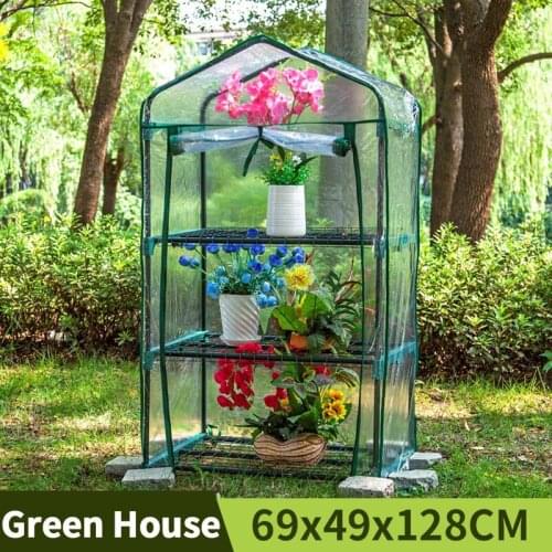 Agriculture 3 Storeys Mini Greenhouse Outdoor Waterproof Protective Warm Room Household Garden PVC/PE Plant Cover 69x49x128CM