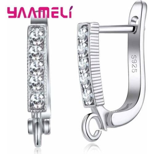 925 Sterling Silver Leverback Earwire Austrian Crystal Hoop Earring Findings for DIY Jewelry Connector Making Components