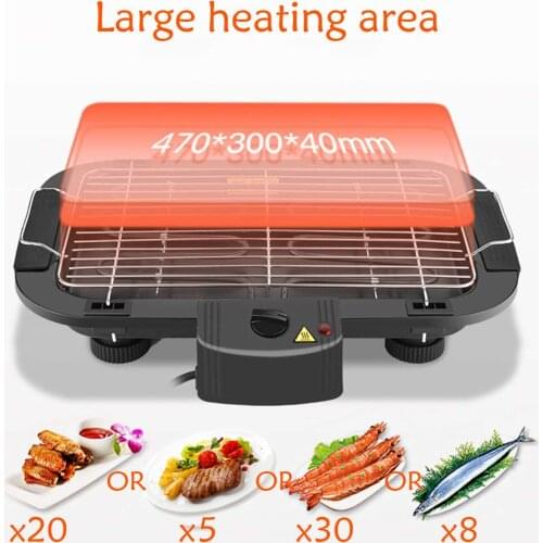 2000W 220V Portable Smokeless Electric Pan Grill BBQ Stove Electric Griddle Barbecue Large Heating area for Home Outdoor Camping
