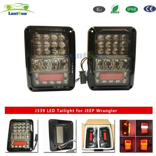 J339 LED Tail Lights Rear Lamps Brake Taillight Turn Signals For Jeep Wrangler JK 2007-2017 LANTSUN