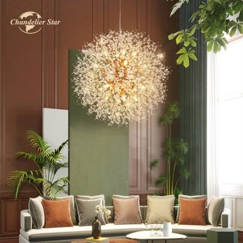 Chandelier Star LED Crystal Art Deco Chandeliers Dandelion for Kitchen Dining Living room Bedroom Pendant Hanging Lighting