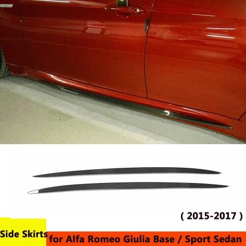 Carbon Fiber / FRP Side Skirts for Alfa Romeo Giulia Base / Sport Sedan 4-Door Side Bumper Aprons Extenstions Stickers 2015-2017