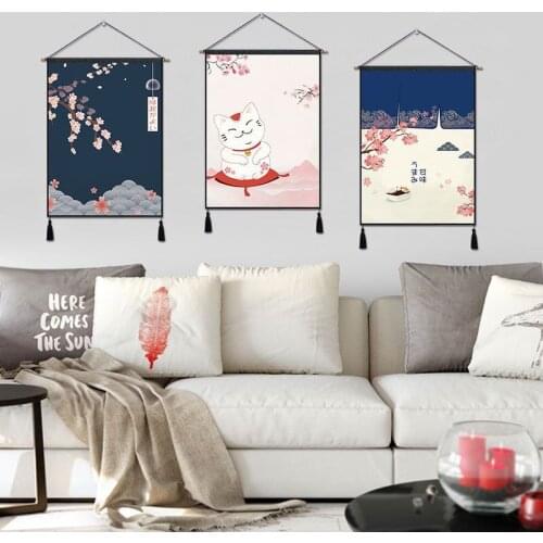 Japanese Living Room Decoration Painting Cloth Sofa Background Wall Tapestry Bedroom Bedside Tapestry Hanging Picture
