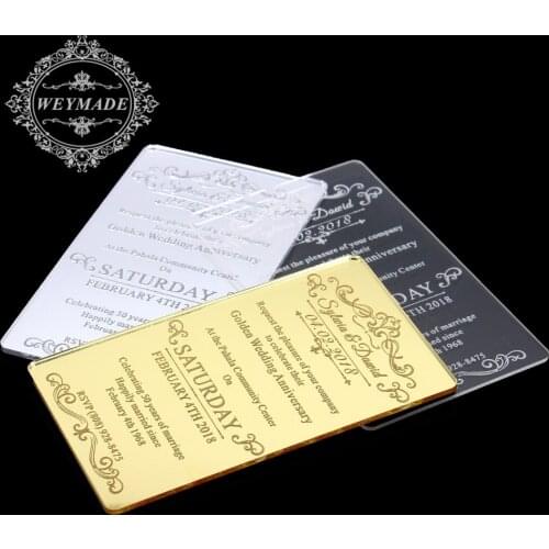 Personalized Engraved Silver Mirror Acrylic Vintage Invitation For Sweet Sixteen Birthday Wedding Engagement Anniversary Party