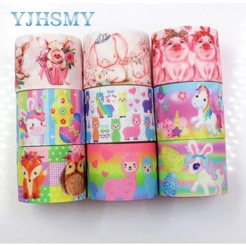 YJHSMY I-19221-420,38mm 5yards Cartoon Thermal transfer Printed grosgrain Ribbons,bow cap DIY handmade accessories decorations