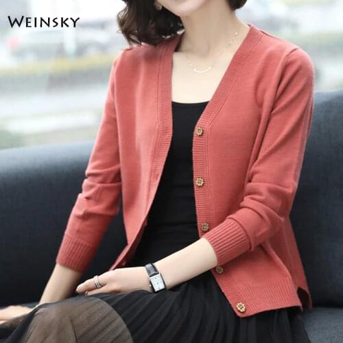 Women Solid Knitted Sweater And Cardigans Full Sleeve Ladies Office Lady Tops Female Autumn 2019