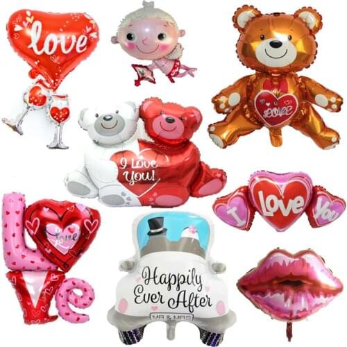 1set 100*76cm Huge I Love You Bear Balloons Cartoon Happy Birthday Decoration Boy and Girl Foil Balloons Classic Toy Baloon