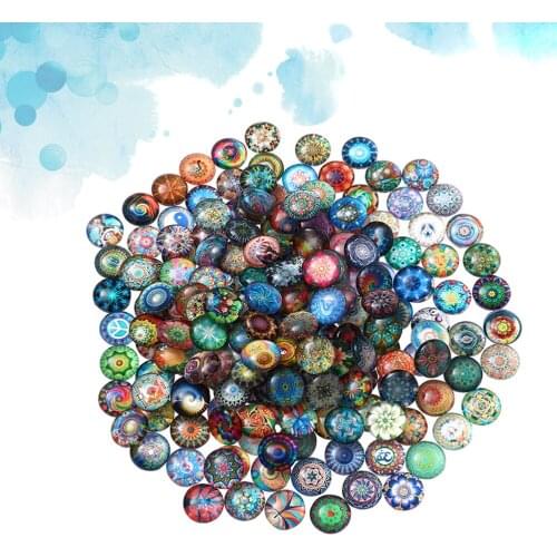 1 Set 50Pcs Mixed Round Mosaic Tiles for Crafts Glass Mosaic Supplies for Jewelry Making (Colorful 10MM)