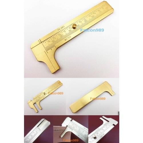 1pc 80mm Mini Brass Portable Scale Sliding Gauge Vernier Caliper Ruler Measure Tool Inch & mm Sewing Stitching Carving Stamping