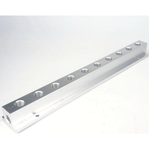 1/4" BSP Female 10 Way Solid Aluminum T-Shape Air Manifold Block Splitter