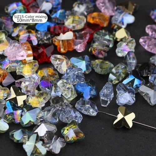 10mm 30pcs/pack crystal butterfly shape beads Straight hole Austria glass charms butterfly beads Pendant for Earring making diy