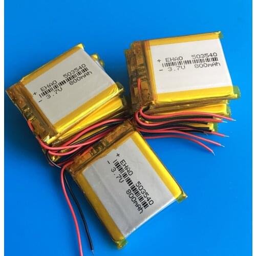 10 pcs 3.7V 800mAh polymer lithium rechargeable battery Lipo cells 503540 for MP3 GPS DVD PAD bluetooth recorder headset camera