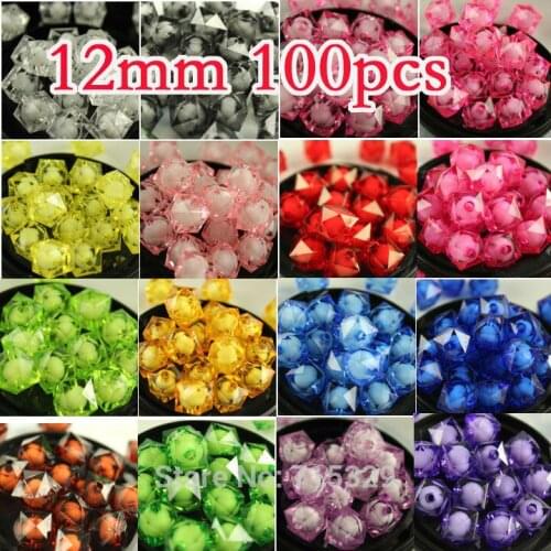 12mm 100pcs Transparent square Acrylic Faceted Bead In A Bead Beads Jewellery new chunky round beads for children toys