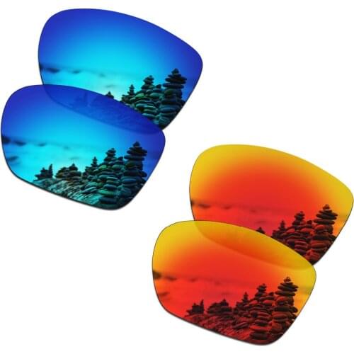 SmartVLT 2 Pairs Polarized Sunglasses Replacement Lenses for Oakley Twoface XL Ice Blue and Fire Red